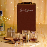 Customize Wine Set Box | Brown portable wine bar set | Leatger suitcase wine bar set | Groomsmen gift | Bar box - BBD GIFTS